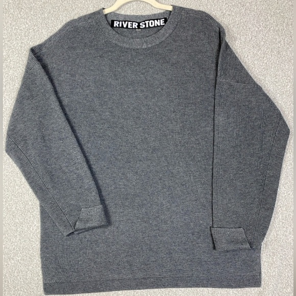 River Stone wool blend sweater XL ribbed soft heavy weight split side hems - Picture 1 of 11